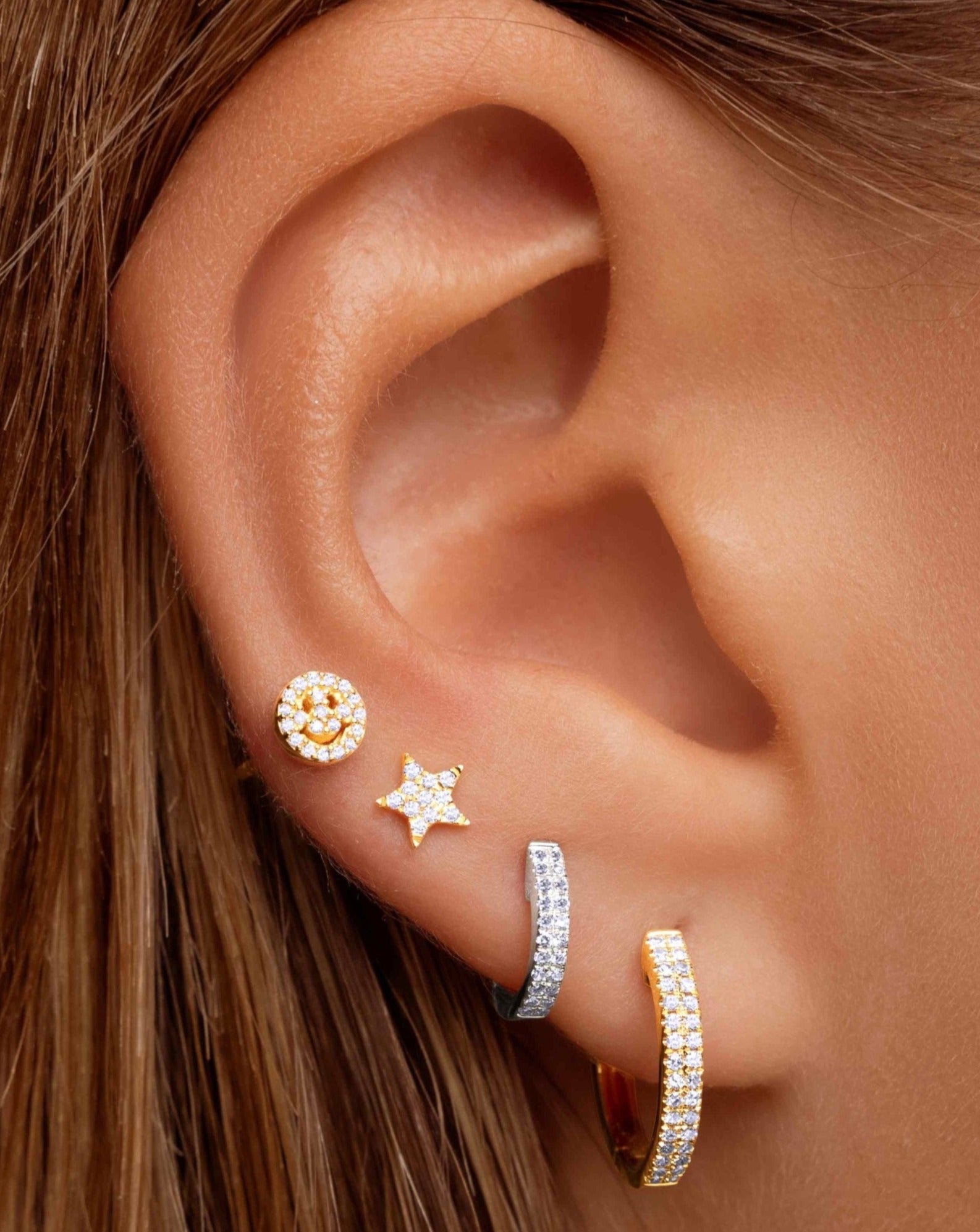 MB Essentials Diamond Pave Pyramid Stud Earrings - Marcilla Bailey